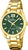 Montre pour femme avec cadran vert, bracelet en acier inoxydable doré et chiffres romains