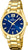 Montre pour femme avec cadran bleu et bracelet en acier inoxydable doré
