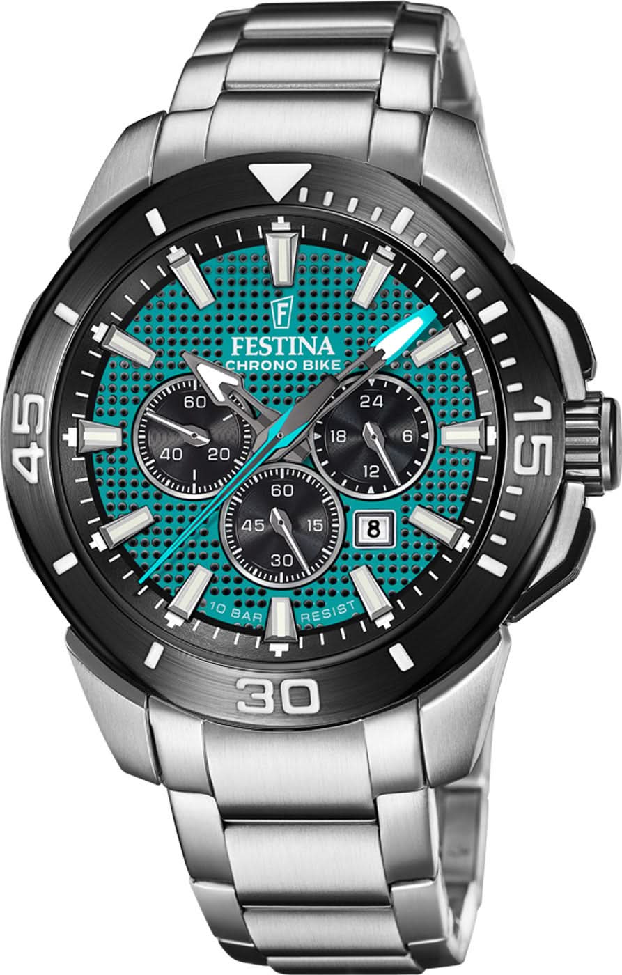 Montre sportive pour homme avec bracelet en acier inoxydable, cadran noir et sous-cadrans chronographes