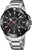 Montre chronographe pour homme en acier inoxydable avec cadran noir, sous-cadrans chronos et date