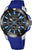 Montre homme avec bracelet en silicone bleu et cadran chronographe sportif.
