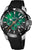 Bracelet de montre pour homme avec cadran vert, bracelet en caoutchouc noir et affichage de la date