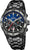 Montre chronographe pour homme avec cadran bleu et noir et bracelet en acier inoxydable noir