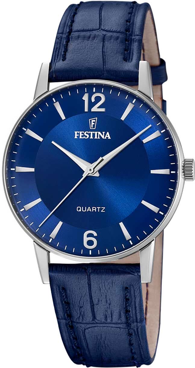 Festina Classics F20690/3 Montre Homme • Design Élégant • Bracelet Cuir Bleu