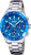 Montre femme avec cadran bleu, lunette en céramique et bracelet en acier inoxydable, chronographe
