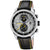 Herren-Chronograph: schwarzes Zifferblatt, gelbe Akzente, Stahlgehäuse, Lederarmband