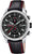 Montre chronographe pour homme avec cadran noir, boîtier en acier inoxydable et bracelet en cuir noir