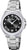Montre pour femme avec cadran noir et bracelet en acier inoxydable argenté, index en cristal