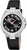 Montre pour femme avec bracelet en cuir noir et cadran noir, boîtier en acier inoxydable argenté