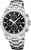 Bracelet de montre pour homme avec cadran noir, mouvement apparent et bracelet en acier