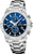 Chronographe pour homme en acier inoxydable avec cadran bleu et sous-cadrans chronographes