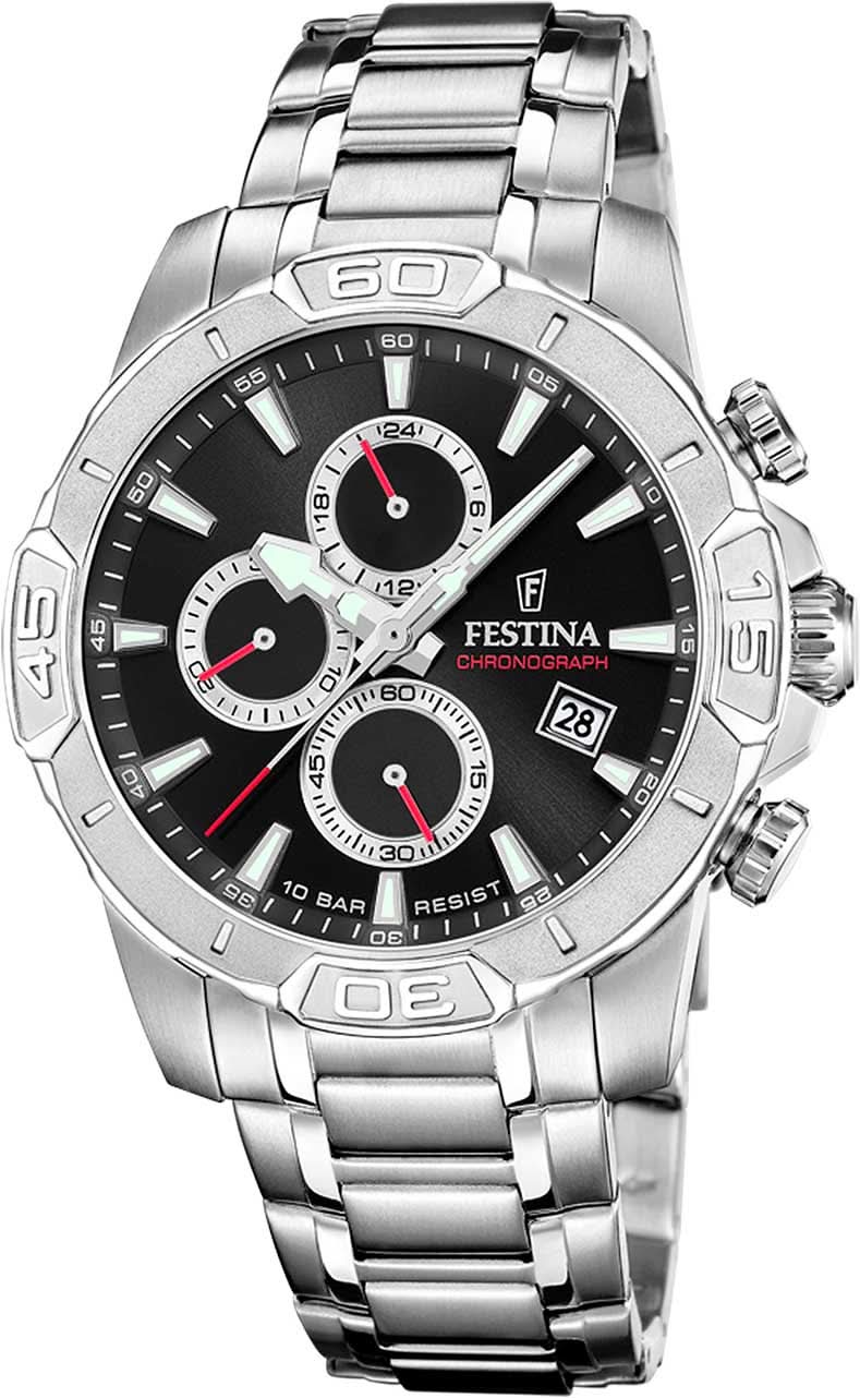Festina Timeless Chronograph F20704/6 Homme • Acier inoxydable • 10 ATM