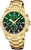 Montre pour homme avec bracelet chronographe doré et cadran vert