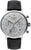 Chrono solaire pour homme avec boîtier argenté, bracelet en cuir noir et cadran beige