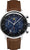 Chrono solaire pour homme avec bracelet en cuir marron et cadran bleu et noir