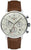 Montre bracelet homme avec bracelet en cuir marron, boîtier argenté et cadran gris, solaire