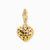 Pendentif cœur doré avec zircone rouge et motif filigrane, plaqué or 18 carats