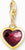 Pendentif cœur doré avec grande monture en zircone rouge et passant