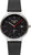 Bracelet de montre pour homme avec cadran noir, aiguille des secondes rouge et bracelet en cuir noir