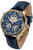 Carl von Zeyten Herrenuhr: blaues Zifferblatt, goldfarbenes Gehäuse, Lederband