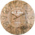 Horloge murale avec cadran aspect bois, chiffres dorés et aiguilles décoratives