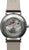 Montre homme avec fond transparent, boîtier argenté et bracelet en cuir marron