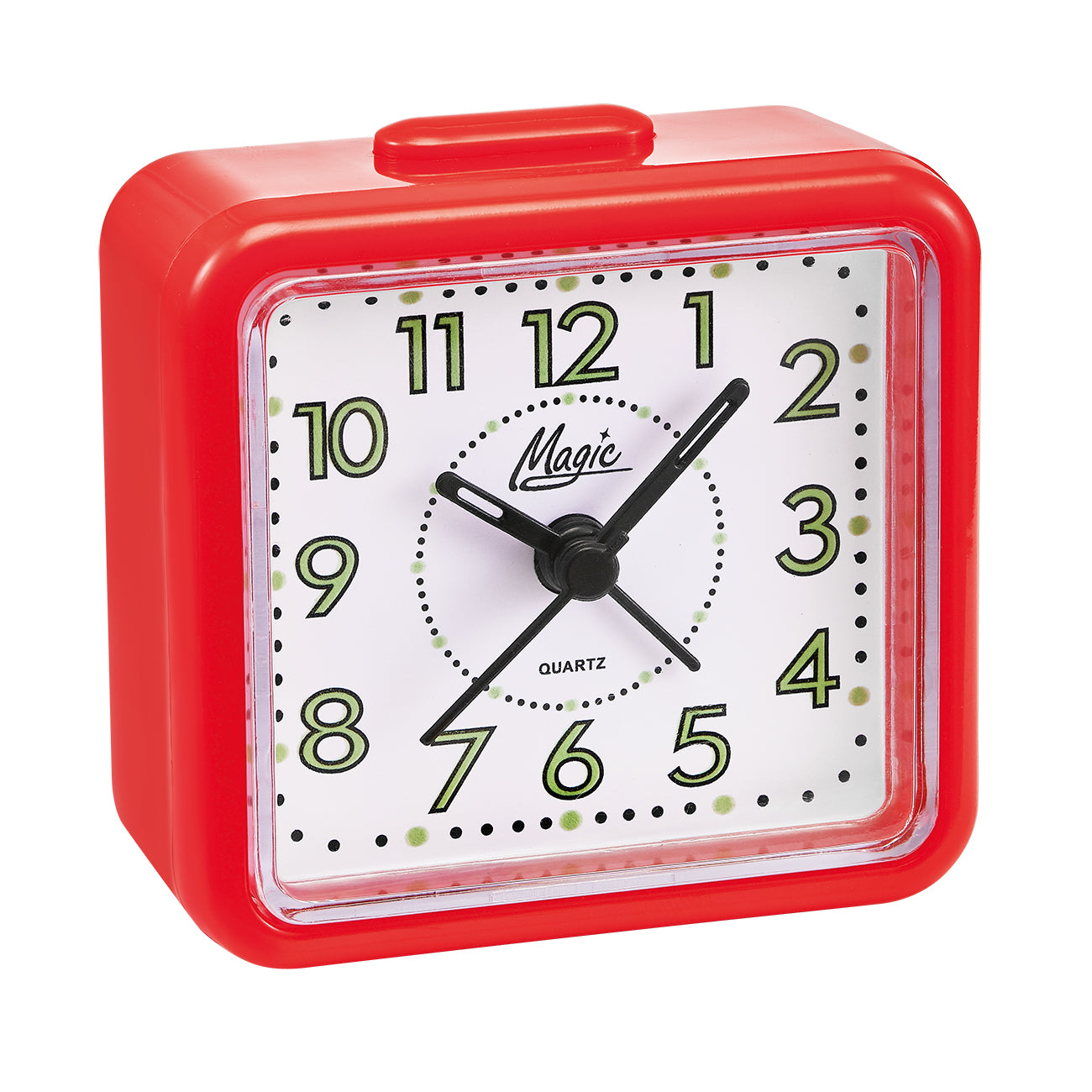 Réveil en quartz rouge avec cadran analogique et aiguilles
