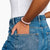 Charm Thomas Sabo en forme de cœur sur bracelet de perles, pierre de zircone rose