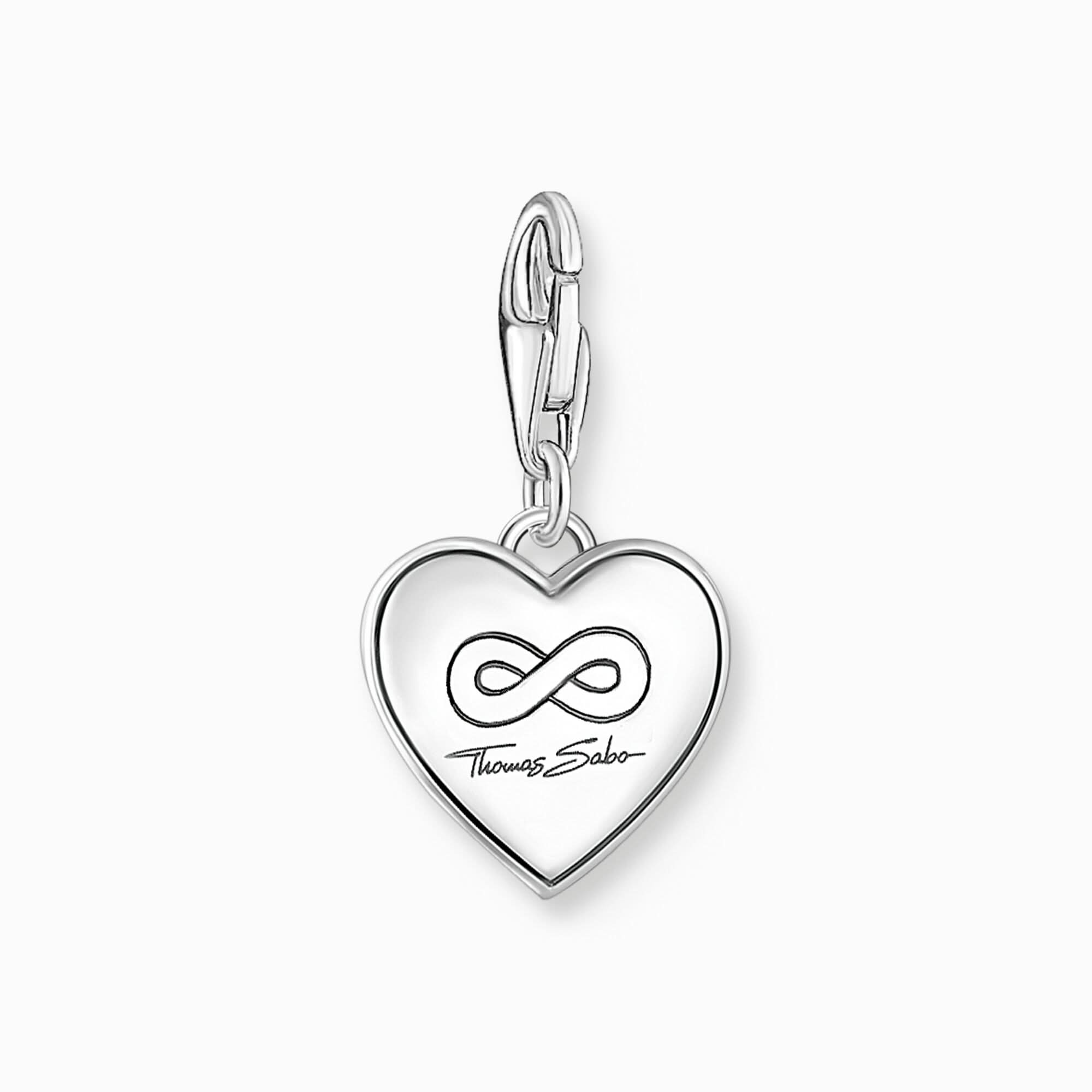 Pendentif cœur argenté avec inscription, symbole de l'infini et passant