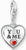 Pendentif cœur argenté avec inscription « YOU & ME », pierre claire et cœur rouge