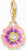 Pendentif Charm couleur or en forme de fleur avec émail violet et pierre de verre transparente scintillante