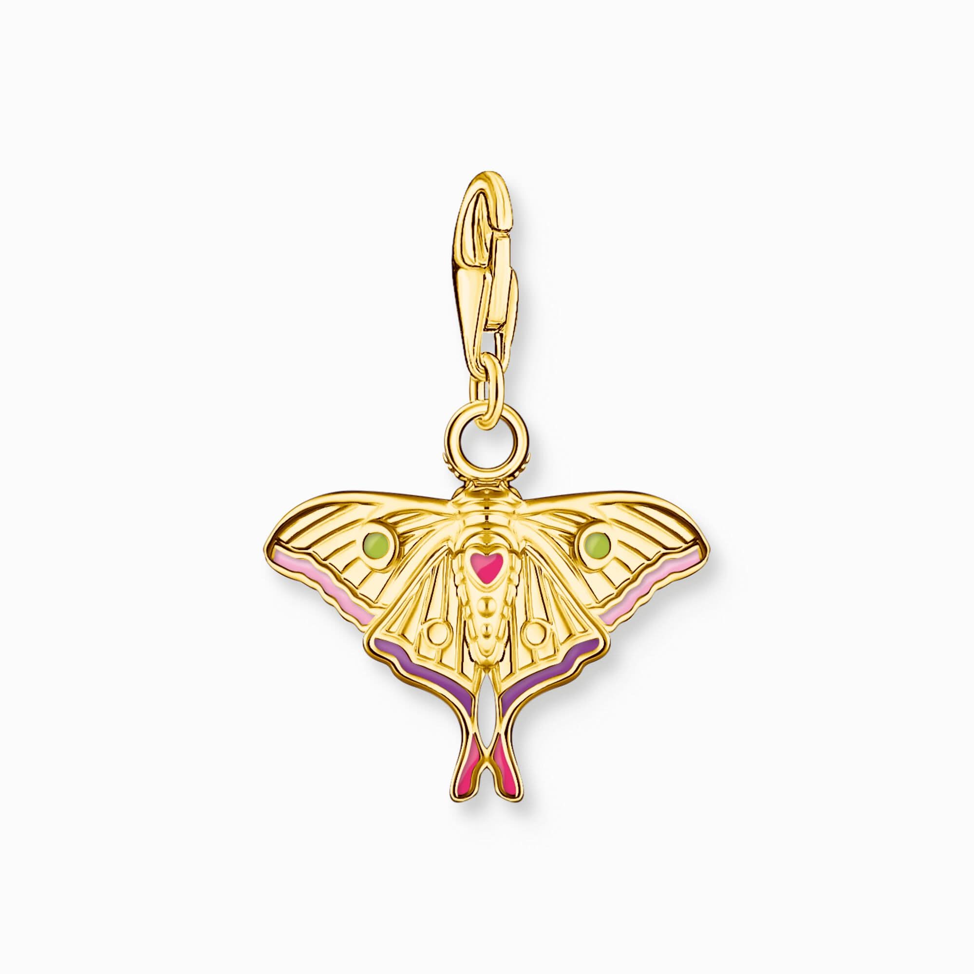 Pendentif breloque papillon de nuit en argent sterling 925, plaqué or 18 carats, émail coloré