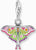 Pendentif charm papillon de nuit argenté avec émail multicolore et étoiles