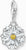 Pendentif breloque en forme de fleur argenté avec zircon jaune