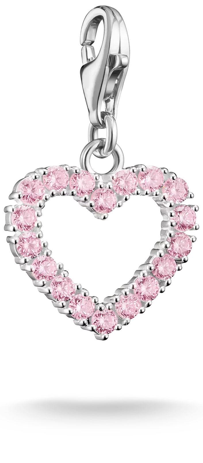 Pendentif cœur en argent avec zircons roses
