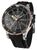 Herren-Taucheruhr mit schwarzem Silikonarmband, schwarzem Zifferblatt und roséfarbener Lünette.