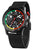 Herren-Quarzchronograph mit schwarzem Zifferblatt, schwarzem Mesharmband und farbigen Skalen