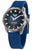 Herren-Automatikuhr mit blauem Zifferblatt, silbernem Edelstahlgehäuse und blauem Silikonarmband