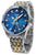 Vostok Europe Herrenuhr mit blauem Zifferblatt, GMT-Lünette und Edelstahlband mit Goldakzenten