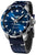 Herren-Armbanduhr mit blauem Zifferblatt, dunkelblauem Lederarmband und Stahllünette