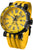 Herrenarmbanduhr mit gelbem Zifferblatt, schwarzem Gehäuse und gelbem Silikonarmband