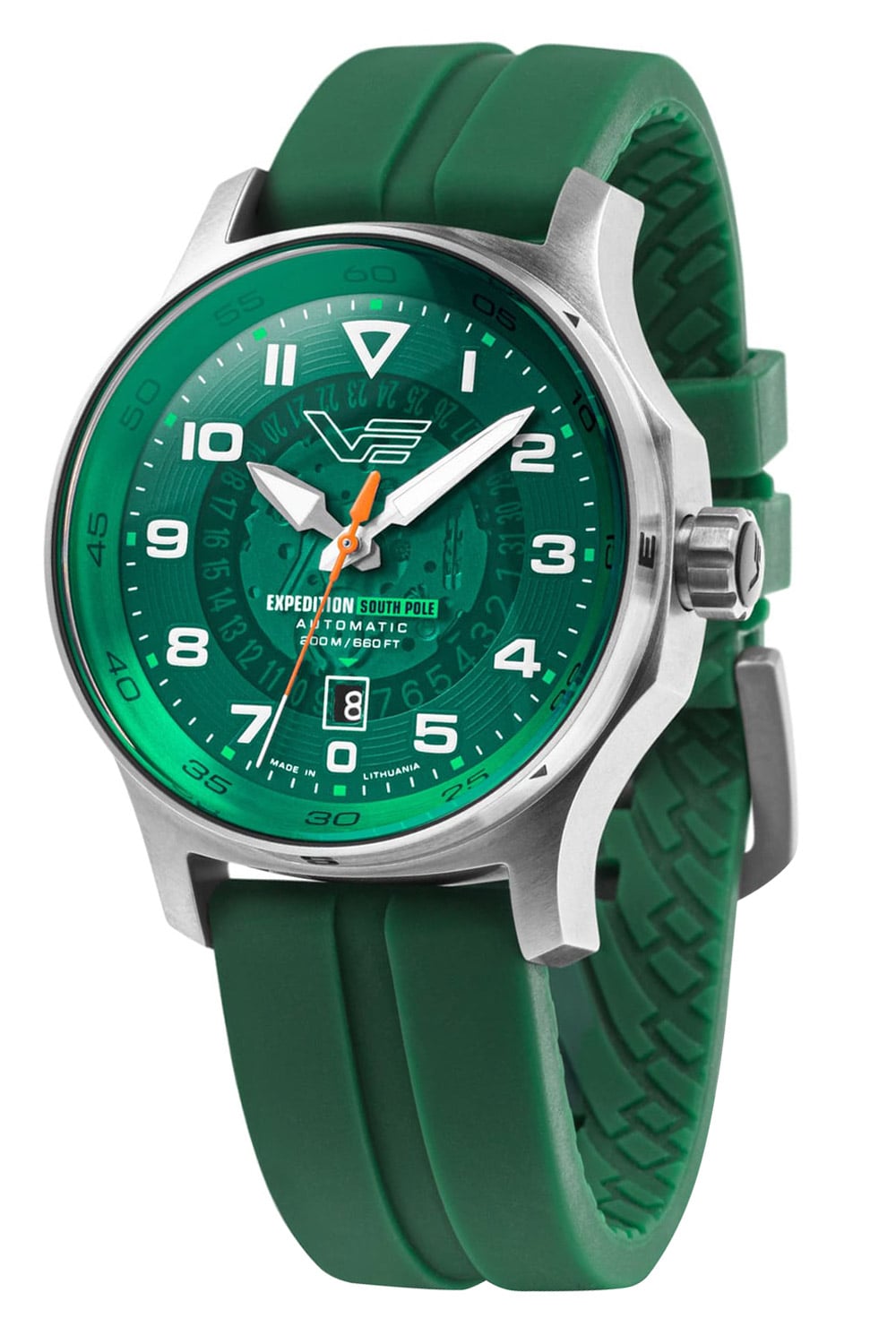 Vostok Europe Expedition South Pole Herrenuhr mit grünem Zifferblatt und Silikonarmband