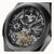 Herrenarmbanduhr in Schwarz mit offenem Automatik-Detail und Dual-Time-Anzeige