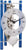 Horloge squelette avec cadre en aluminium bleu, cadran blanc et mécanisme visible