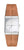 Montre pour femme avec boîtier argenté, cadran blanc et bracelet en cuir marron de Jacob Jensen
