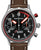 Montre chronographe pour homme avec cadran noir, accents rouges, bracelet en cuir