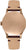 Boîtier de montre pour homme aspect or avec bracelet en cuir marron, fond