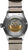 Montre homme avec bracelet en cuir marron, fond transparent avec mouvement et couvercle doré
