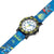 Bracelet montre avec bracelet en tissu bleu, boîtier noir et cadran blanc
