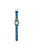 Bracelet avec bracelet en tissu imprimé bleu et cadran rond blanc